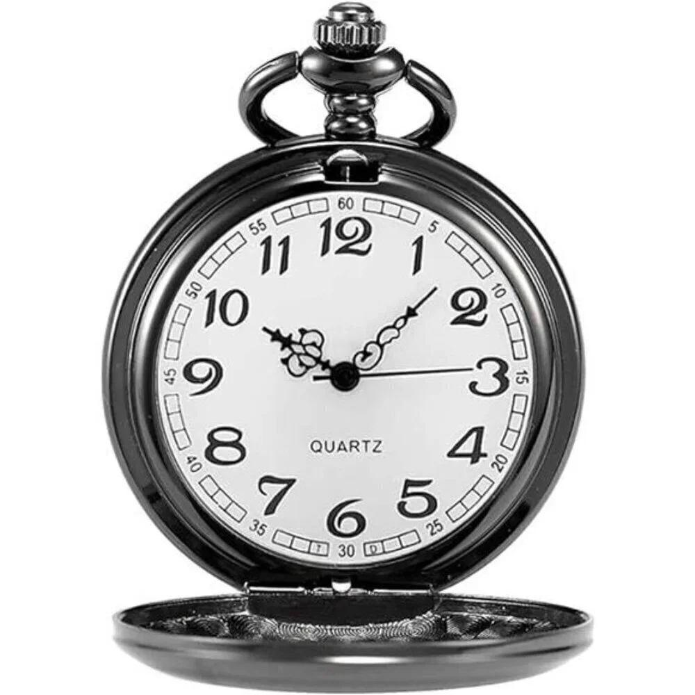 Classic Black Quartz Pocket Watch Set –Timeless Elegance in a Pair Men & Ladies